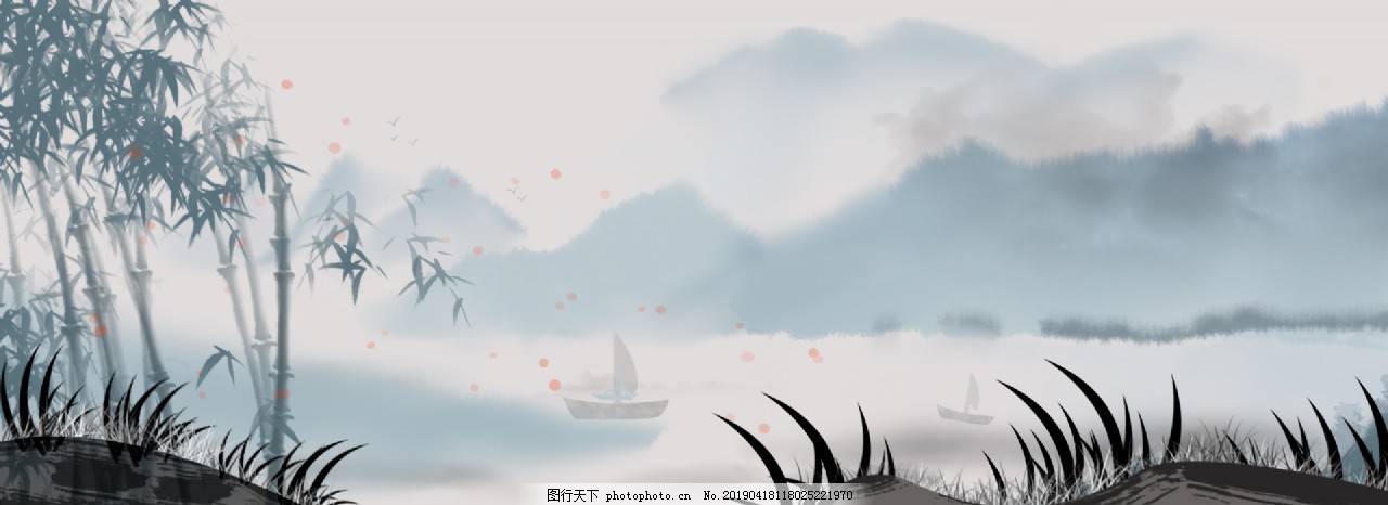 手绘唯美古风背景图片