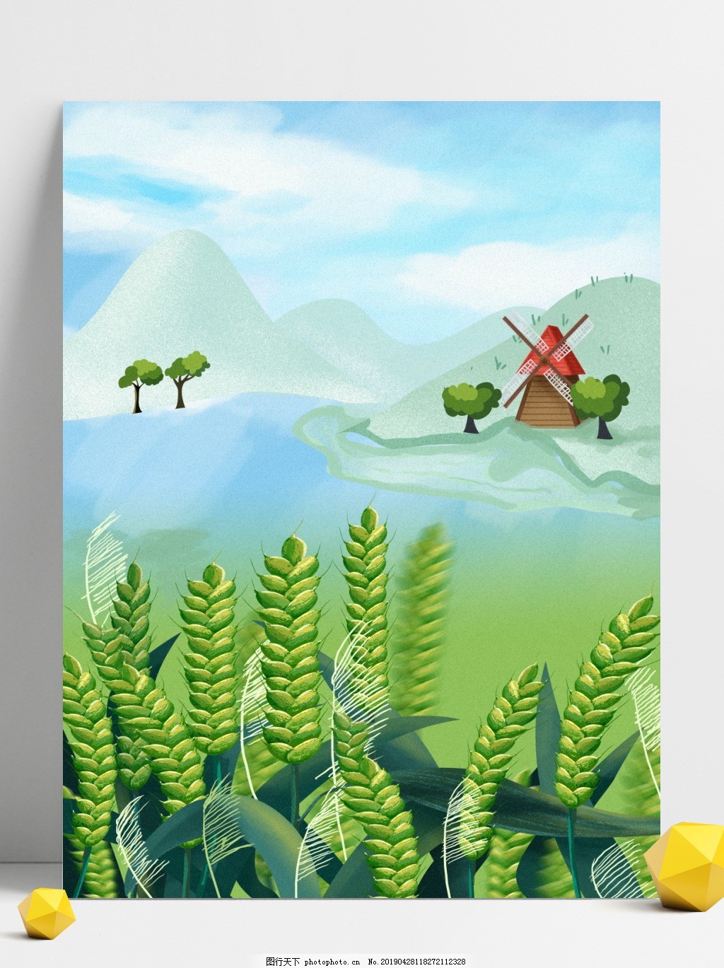 二十四节气小满万物初始盈满清新插画背景图片