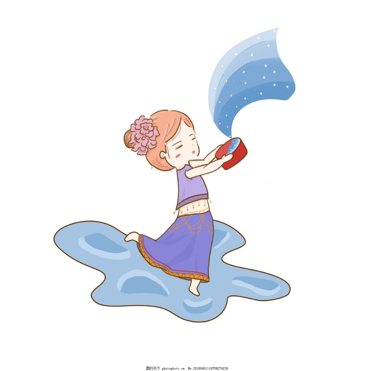 泼水节儿童角色戏水插画图片素材_ID:359808056-Veer图库