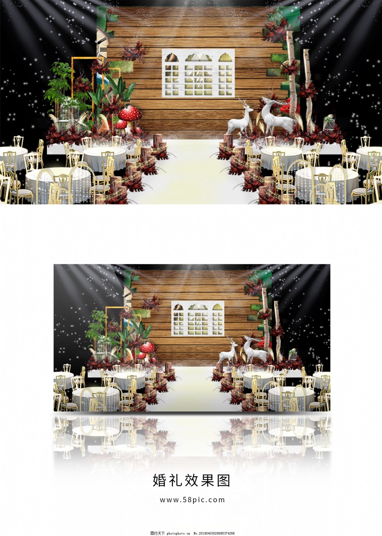 森系婚礼舞台效果图图片 施工图纸 环境设计 图行天下素材网