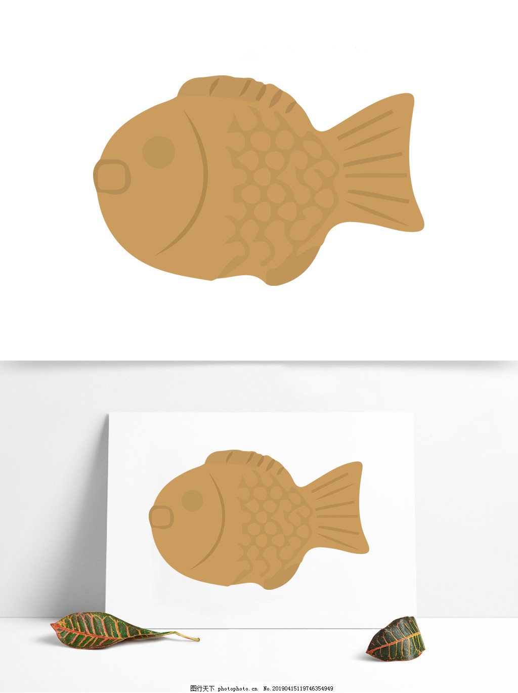 一只小木鱼烤鱼木头鱼图片 装饰图案 设计元素 图行天下素材网