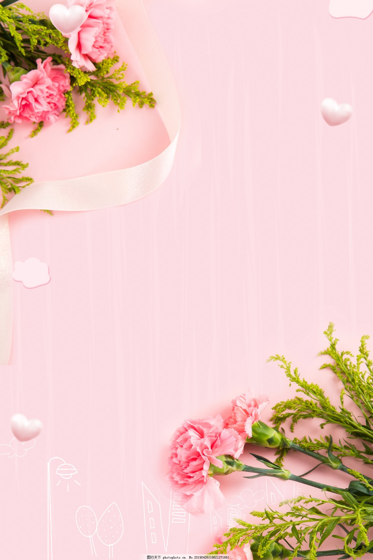 五月你好粉色清新海报背景图片 H5背景 背景底纹 图行天下素材网