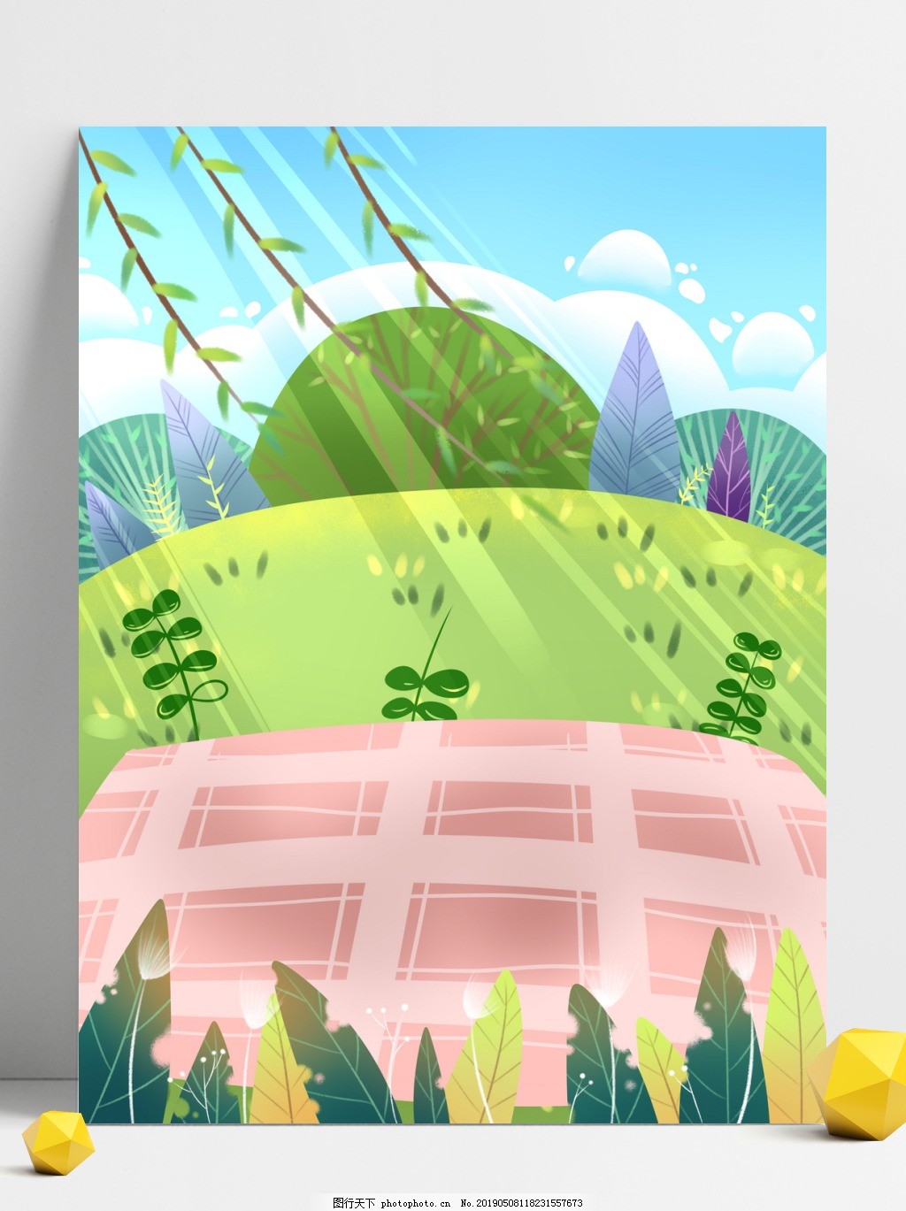 清新夏季野餐背景素材图片 广告背景 底纹边框 图行天下素材网