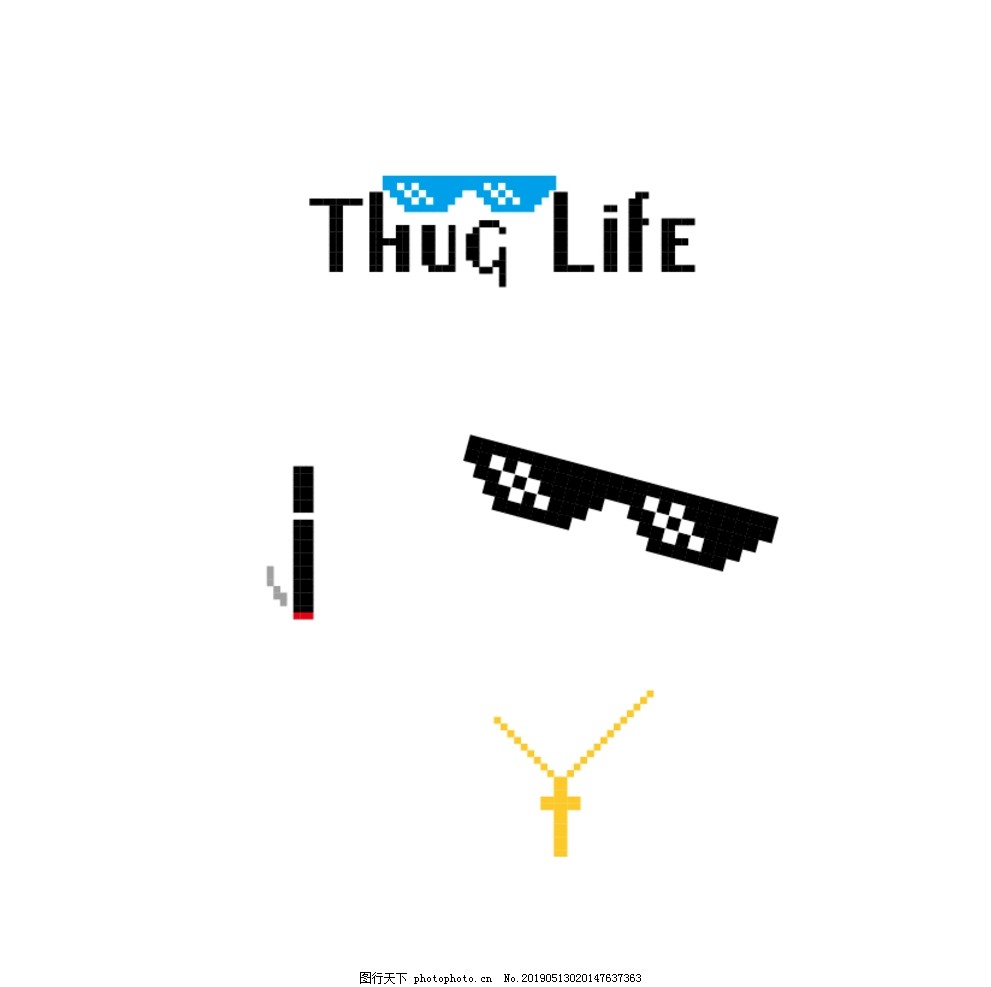 Thuglife像素风墨镜图片 其他 标志图标 图行天下素材网